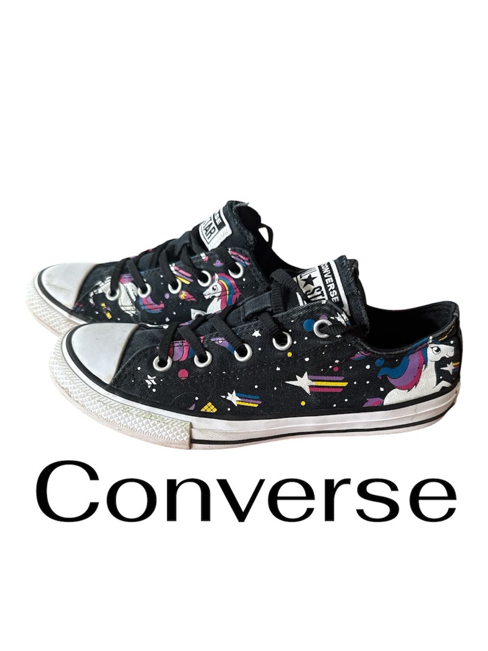 CONVERSE “Unicons” | Kids Size 2 | Black | Unicorns and Space